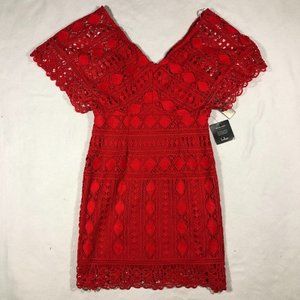 NEW Lulus Womens Large First Kiss Red Lace Mini Dress Cocktail NWT